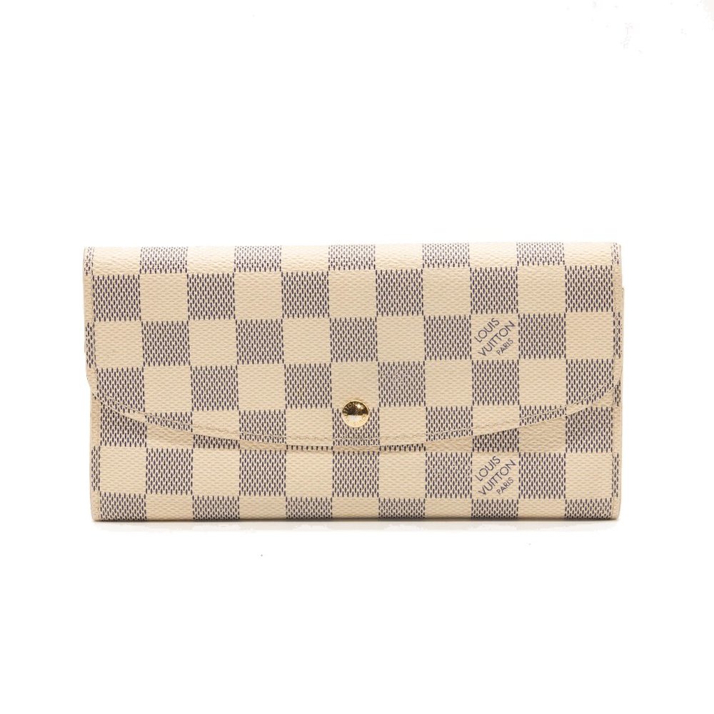 Damier Azur Emilie Flap Wallet White Canvas